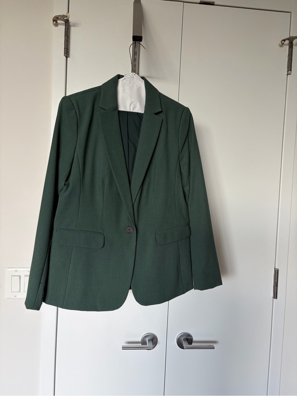 Ann Taylor Dark Green Single-Button Blazer